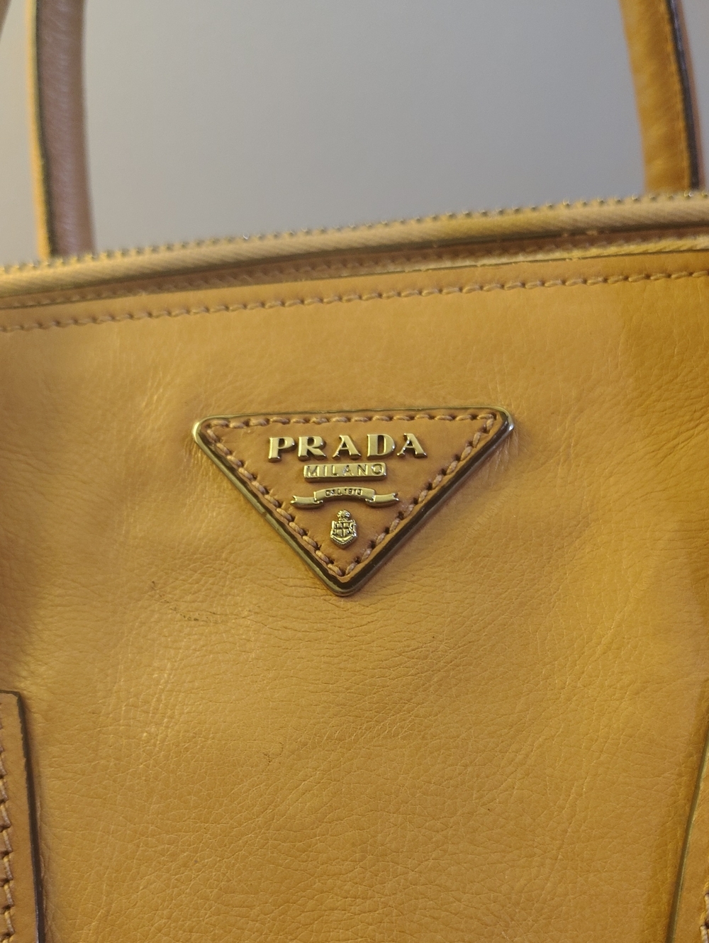 Prada Caramel Leather Tote with Double Top Handles - Picture 2 of 11